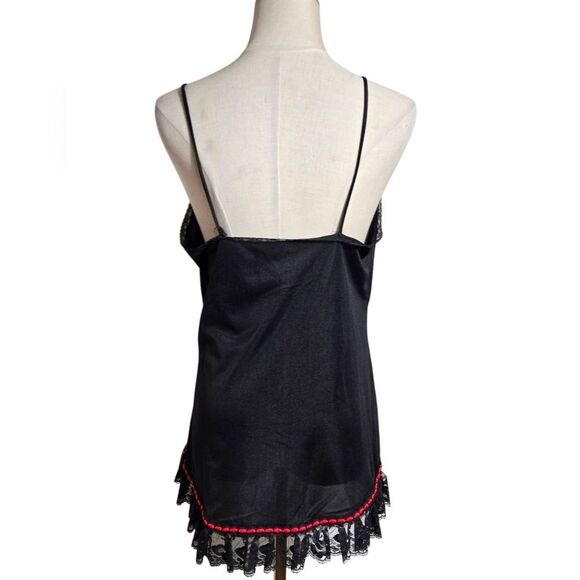 Vintage Black and Red Lace Top Nightie - Picture 4 of 7